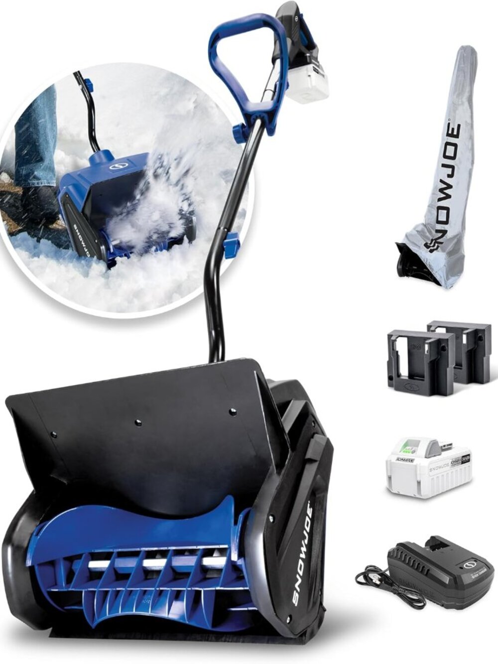 Snow Joe 24V iON+ Cordless Snow Shovel, Blue and Black, 13 Inch